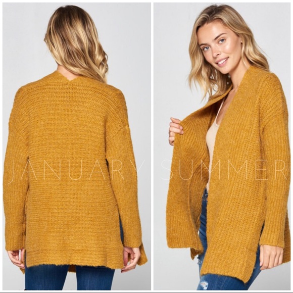 ❄️LAST3️⃣//MUSTARD WOOL BLEND CARDIGAN - Picture 3 of 9